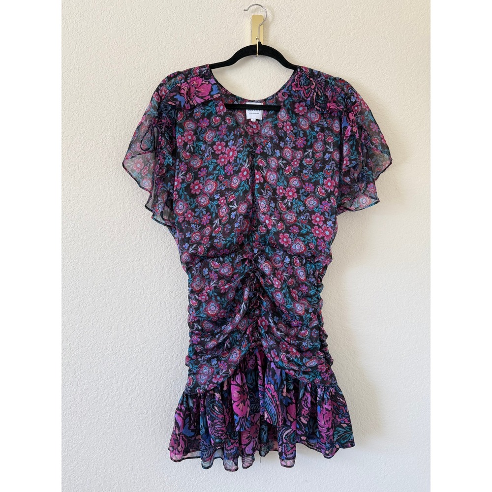 MISA Los Angeles Women's Ruffle Anessa Mini Dress In Electric Mix Size Small